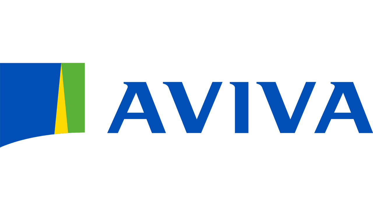 A blue and green logo for aviva on a white background