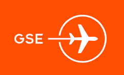 A logo for gse with an airplane in a circle
