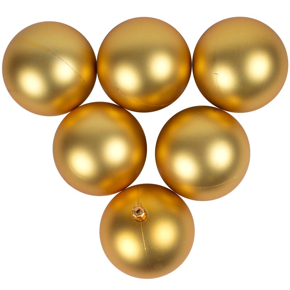 Luxury Gold Satin Finish Shatterproof Baubles - Pack of 6 x 80mm