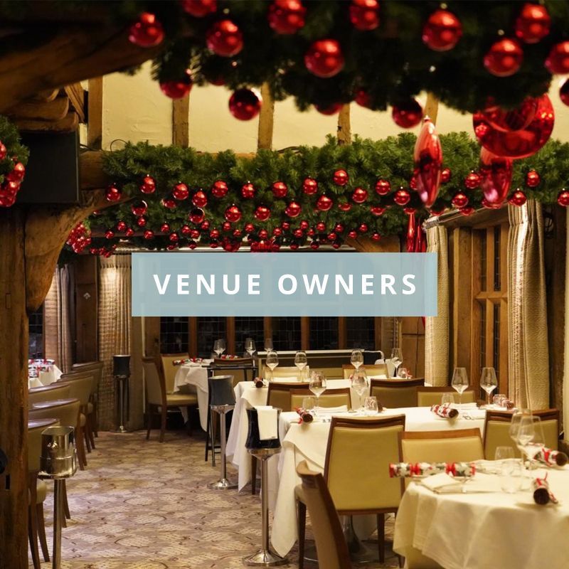 A restaurant with a text box that says venue owners.