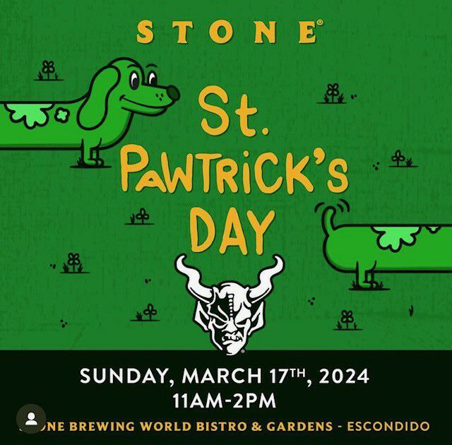 a poster for stone st. pawtrick 's day on march 17th 2024