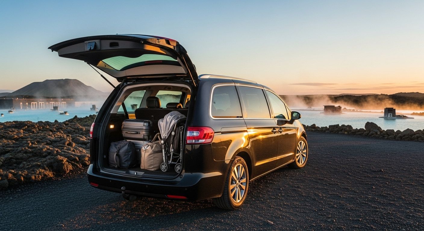 keflavik airport transfer with child seat — Blue Lagoon stopover with luggage