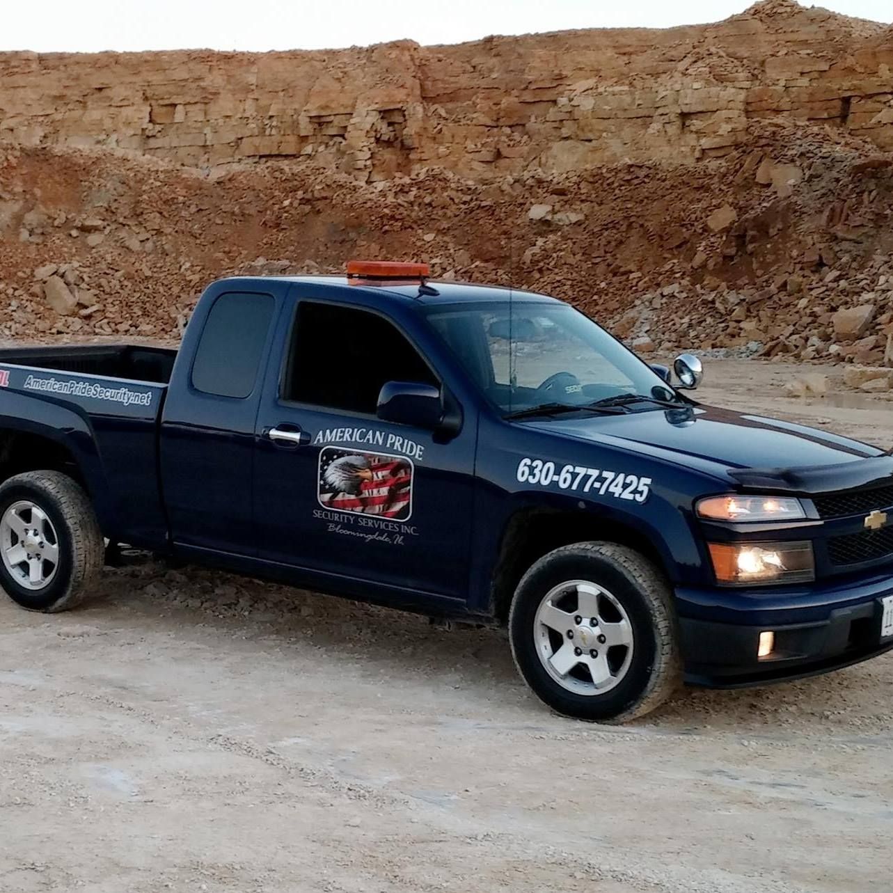 Dark blue Chevy pickup truck with 