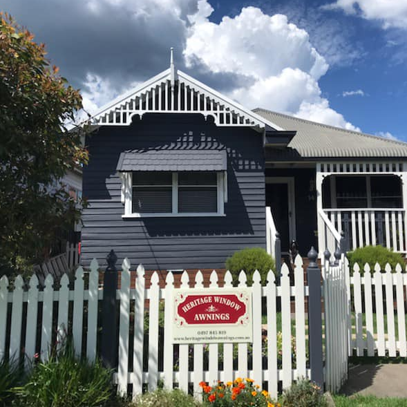 White And Gray Home Exterior — Heritage Window Awnings in Cessnock, NSW