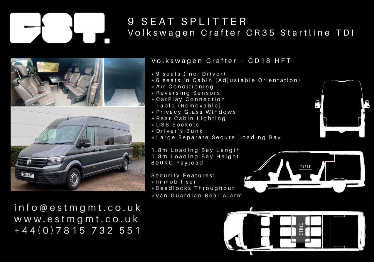 An advertisement for a seat splitter volkswagen crafter