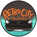 A logo for retro city touring shows a black van