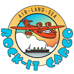 A logo for air land sea rock-it cargo