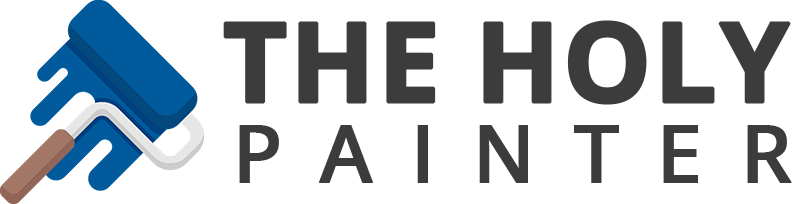 Logo of "THE HOLY PAINTER" with a blue paint roller on the left.