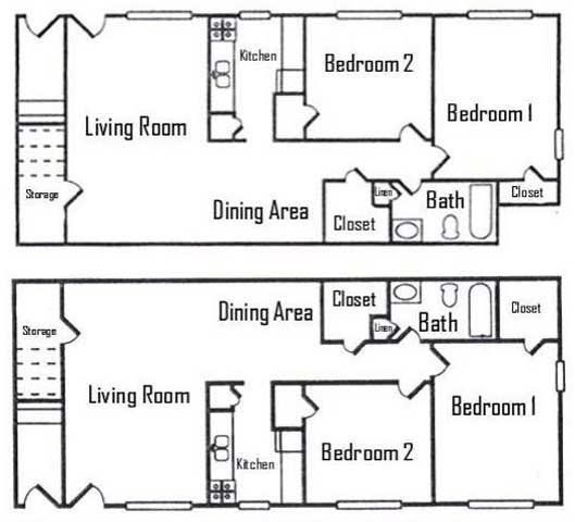 2 Bedroom 1 Bath Apartment