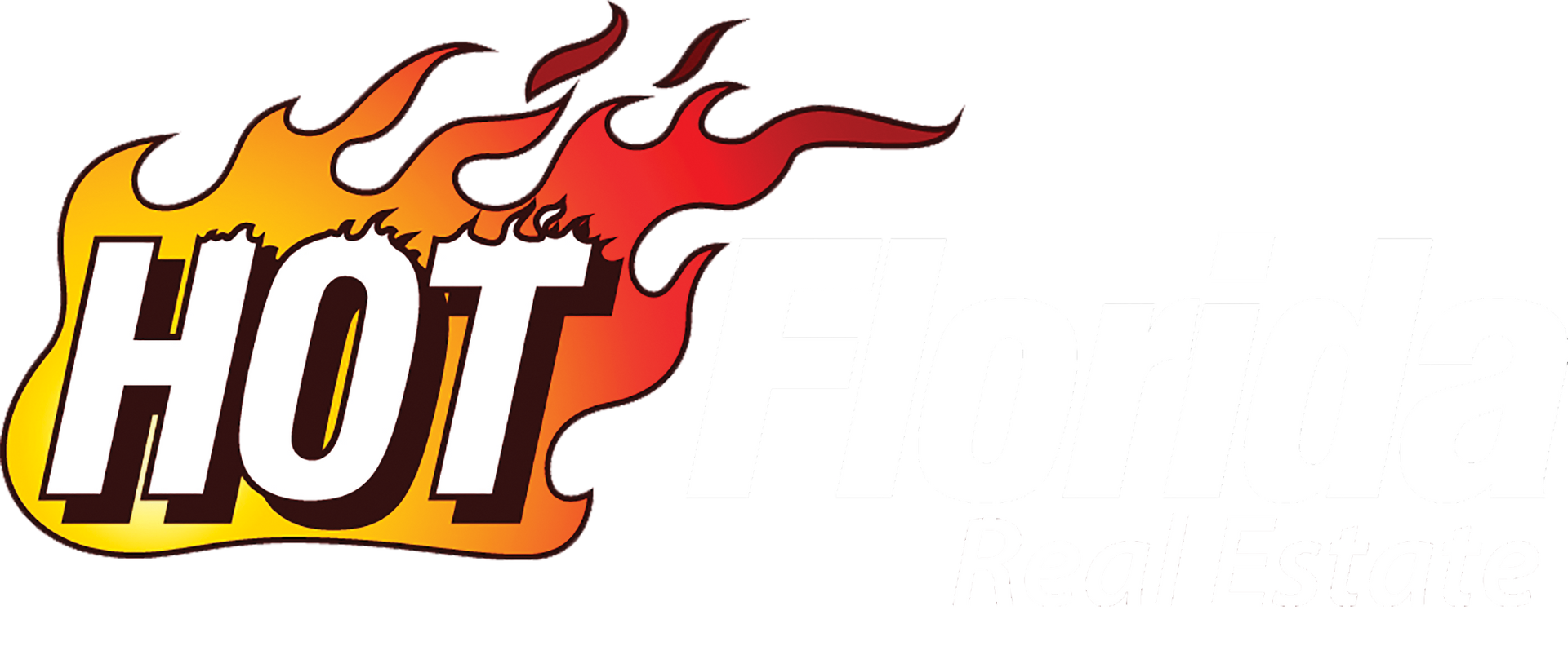 Stylized orange and red “HOT” text with flames above it on a white background