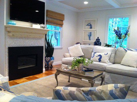 tiled fireplace wall