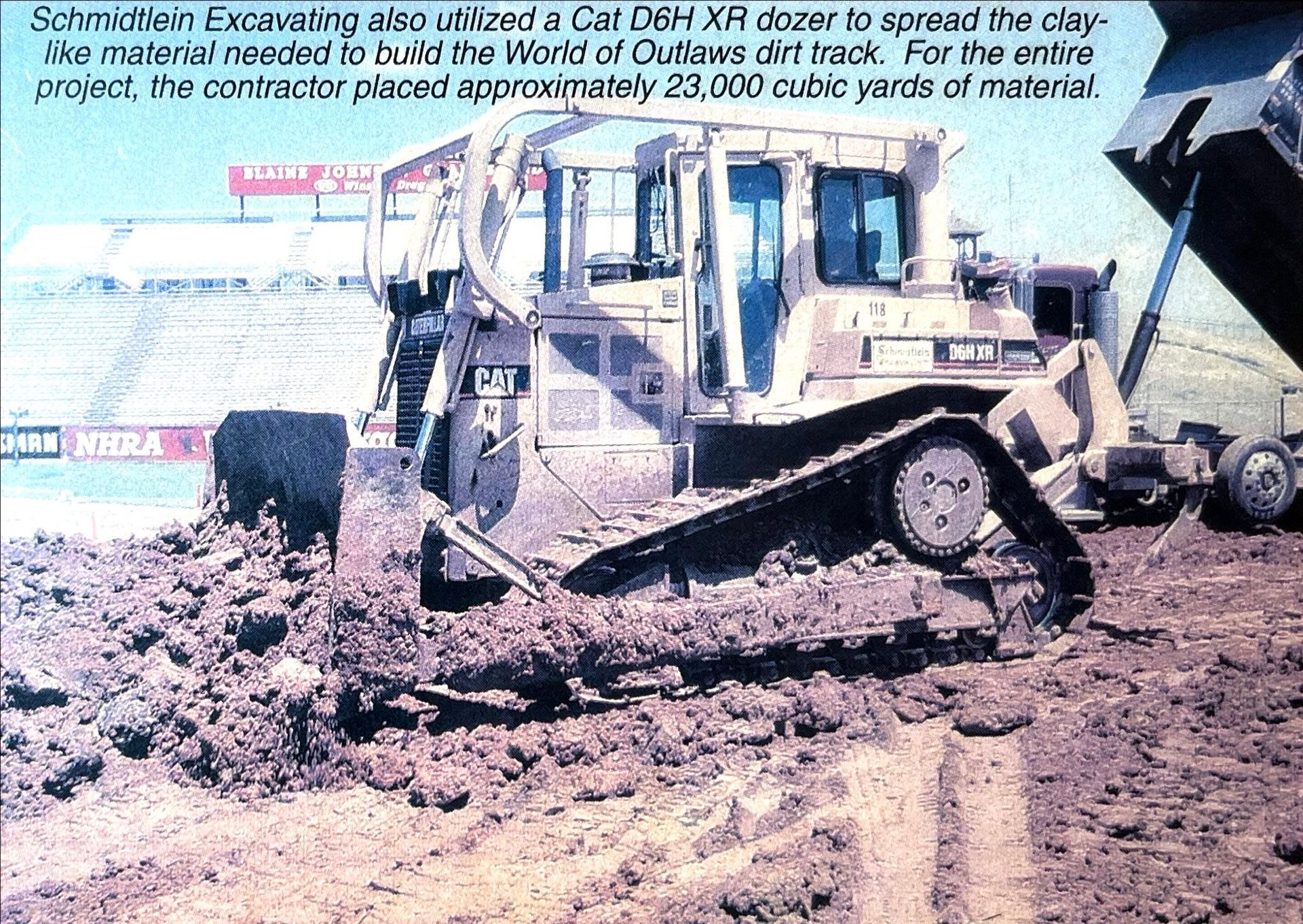 A picture of a bulldozer in the dirt with a caption that says ' southern excavation '