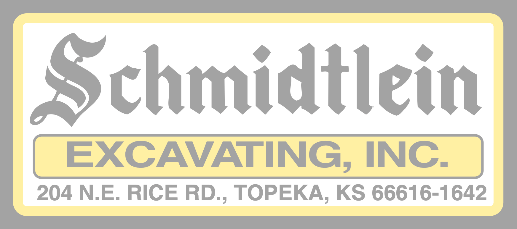 A logo for schmidtlein excavating inc. is shown on a white background.