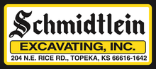 The logo for schmidtlein excavating inc. is yellow and black