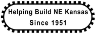 A black and white logo for helping build ne kansas since 1951