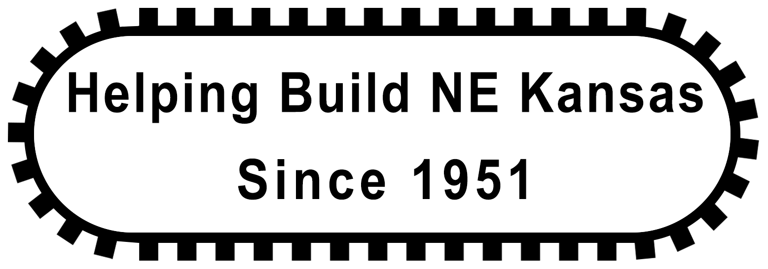 A black and white logo for helping build ne kansas since 1951