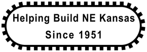 A black and white logo for helping build ne kansas since 1951