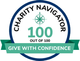The logo for the charity navigator 100 out of 100 give with confidence