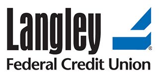 The langley federal credit union logo is blue and black.