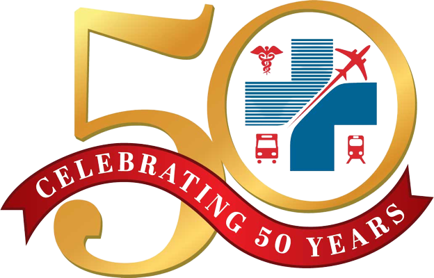 A logo that says celebrating 50 years on it