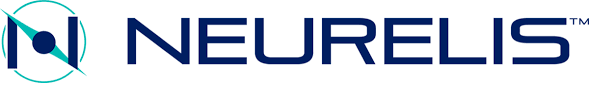 A blue and white logo for a company called neurelis