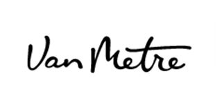 A black and white logo for van metro on a white background.