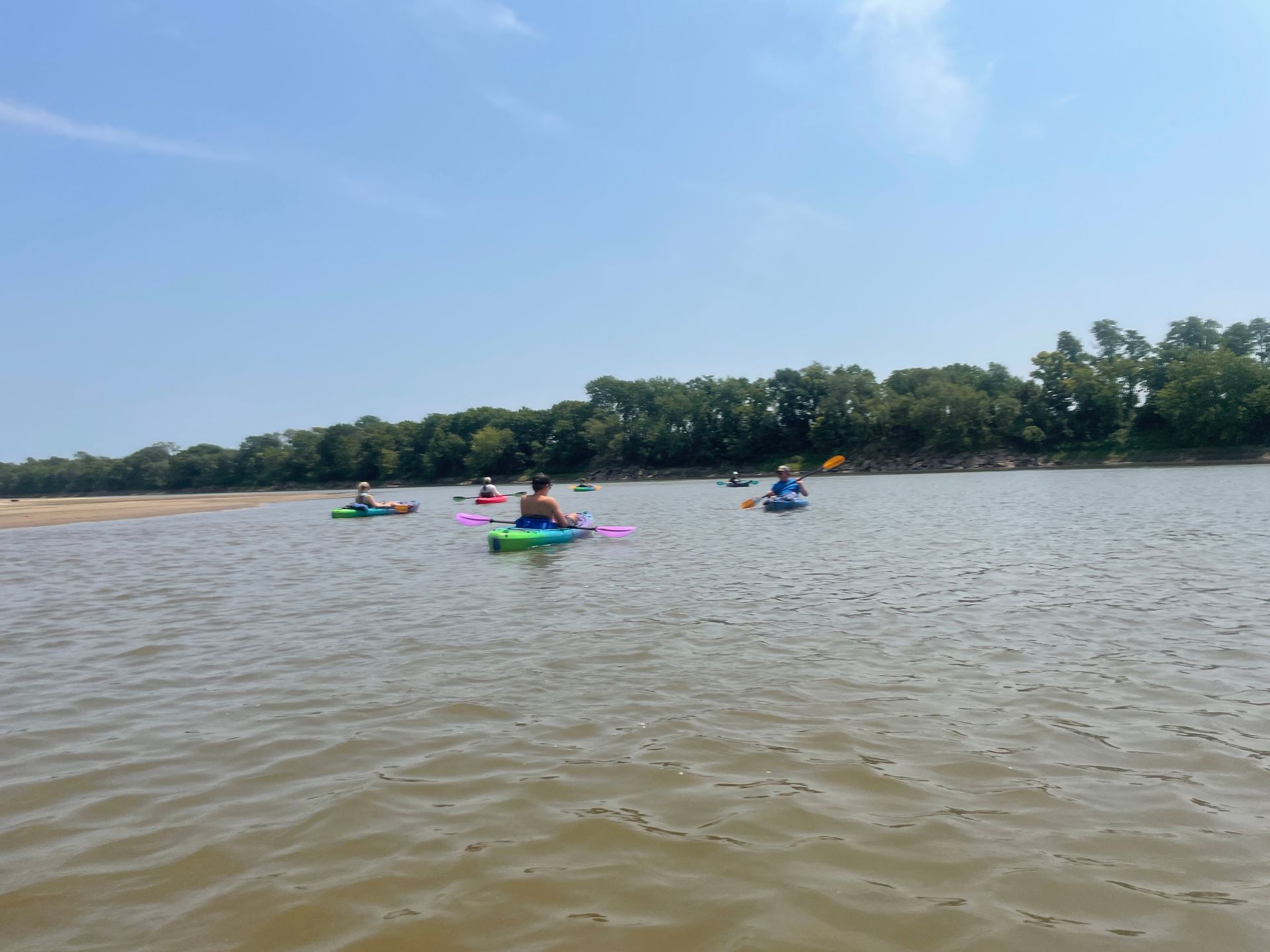 ICL employees are in their boats and floating down the river.