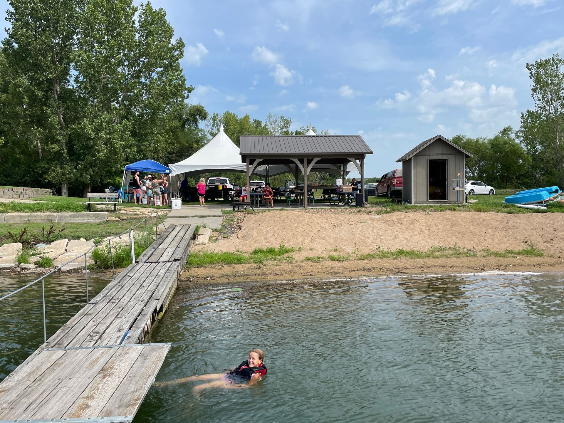 This is a picture of the picnic area from the dock.