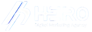 A white logo with blue lines on a white background.