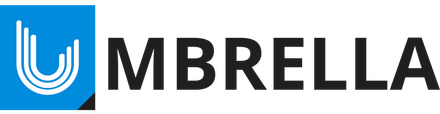 The logo for umbrella is blue and black with a white u on it.