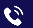 White telephone handset with sound waves on a dark blue background, suggesting a phone call or contact.
