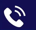 White telephone handset icon emitting call signal on a dark blue background.