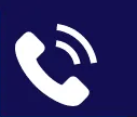 White telephone handset with sound waves on a dark blue background, indicating a call.