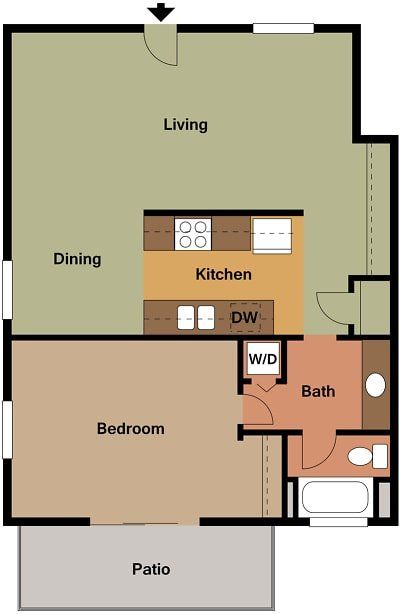 1 Bed | 1 Bath Floorplan