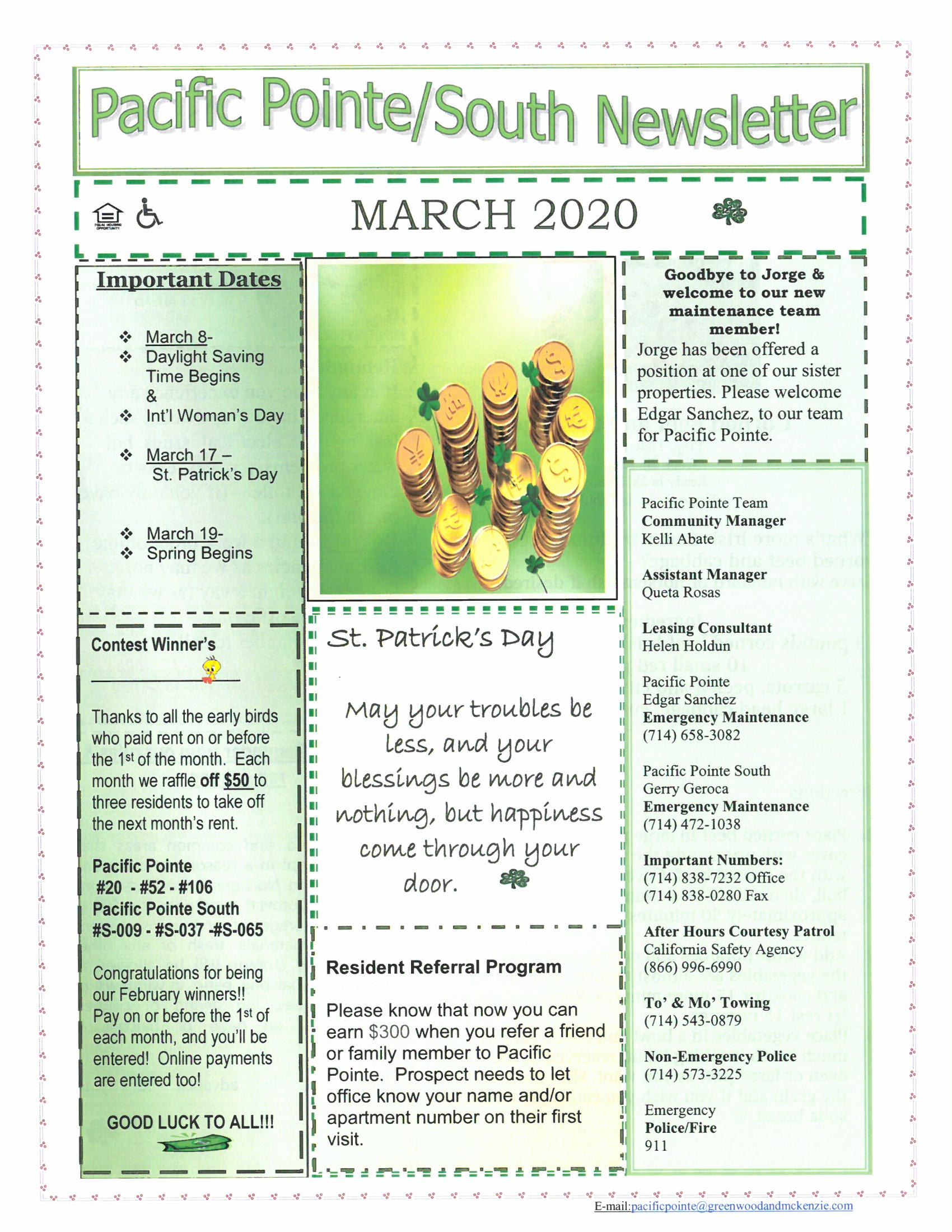 Resident Newsletter - March