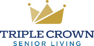 The logo for triple crown senior living has a crown on it