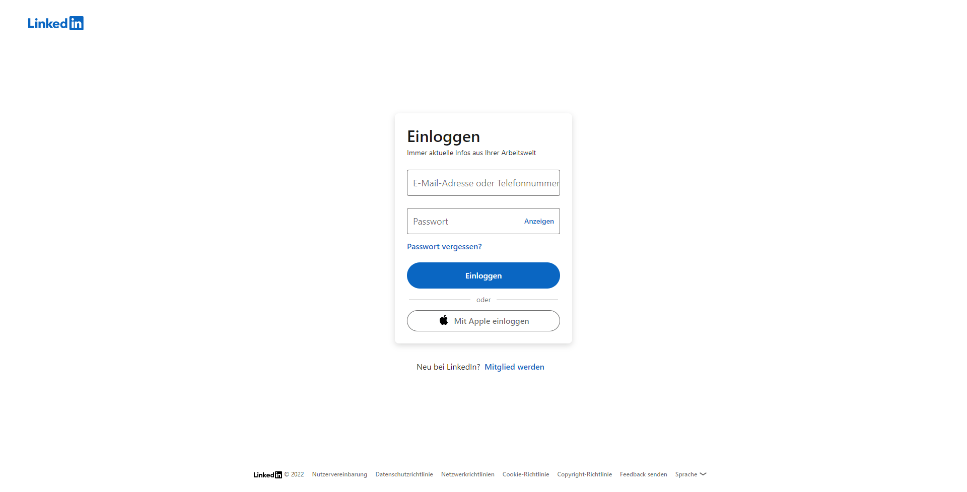 Screenshot LinkedIn Ads Login