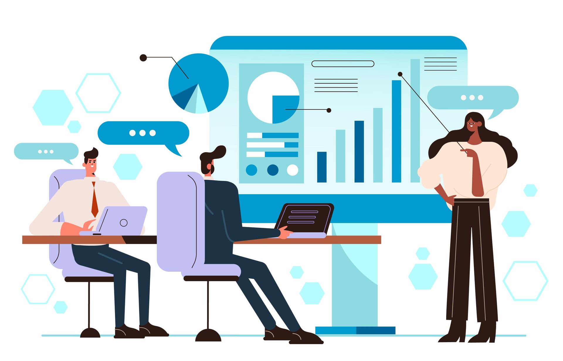 Eine Illustration einer Teamsitzung.