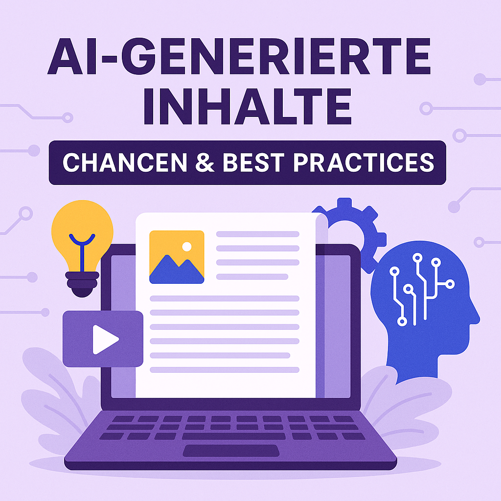 Eine Illustration von einem Laptop, was einen AI - Generierten Beitrag darstellen soll.