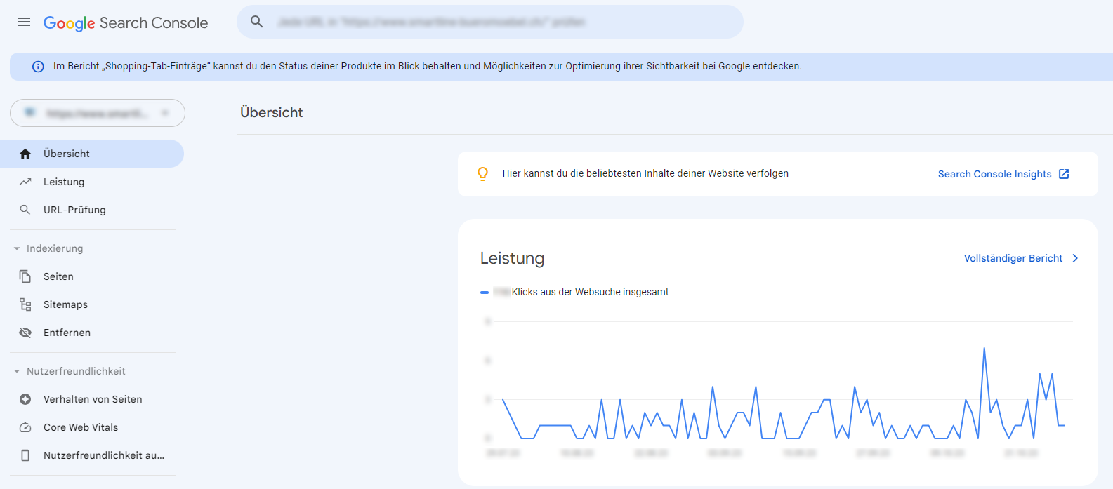 Search Console für Website bei Google