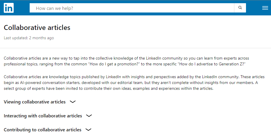 LinkedIn page showcasing 