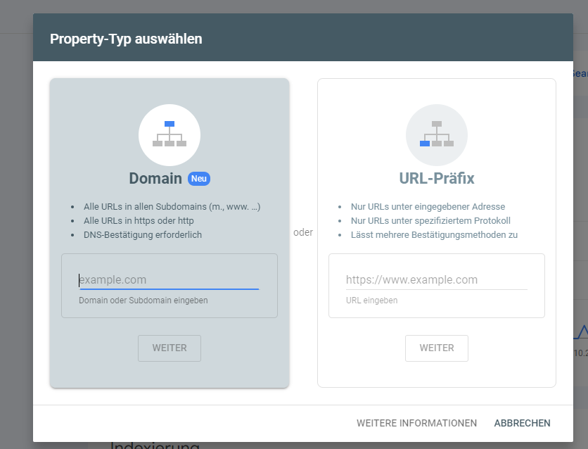 Einrichtung der Search Console bei Google