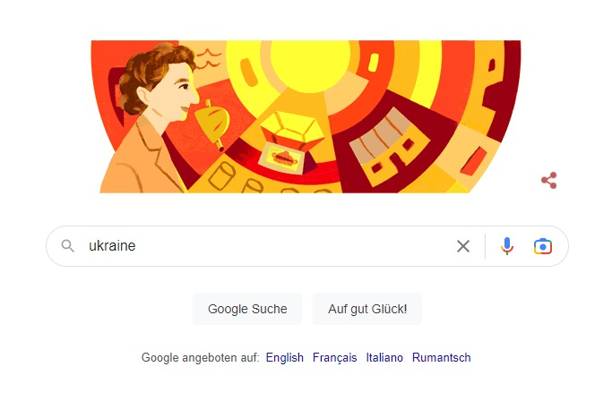 A google search page with a picture of a woman on it.