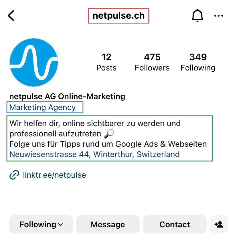 Grafik Basiseinstellungen Instagram