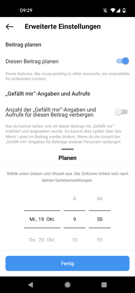 Ein Screenshot einer App auf einem Mobiltelefon.