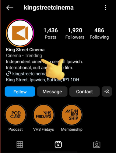 Ein Screenshot der Instagram-Seite von King Street Cinema