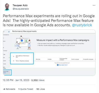 In Google Ads werden Performance-Max-Experimente eingeführt! Die mit Spannung erwartete Performance-Max-Funktion ist jetzt in Google Ads-Konten verfügbar.