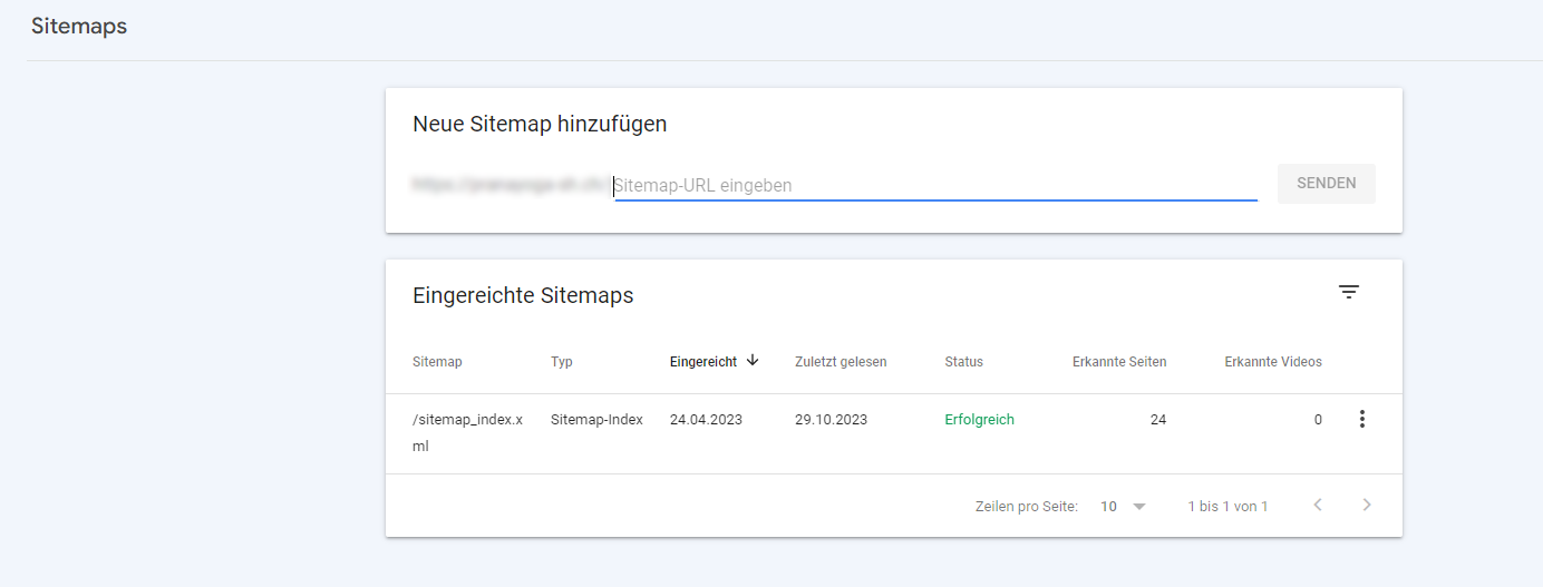 Funktion der Google Search Console zum Erfassen der Sitemap