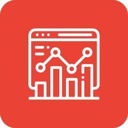 Ein Liniensymbol eines Diagramms auf einem Computerbildschirm auf rotem Hintergrund.