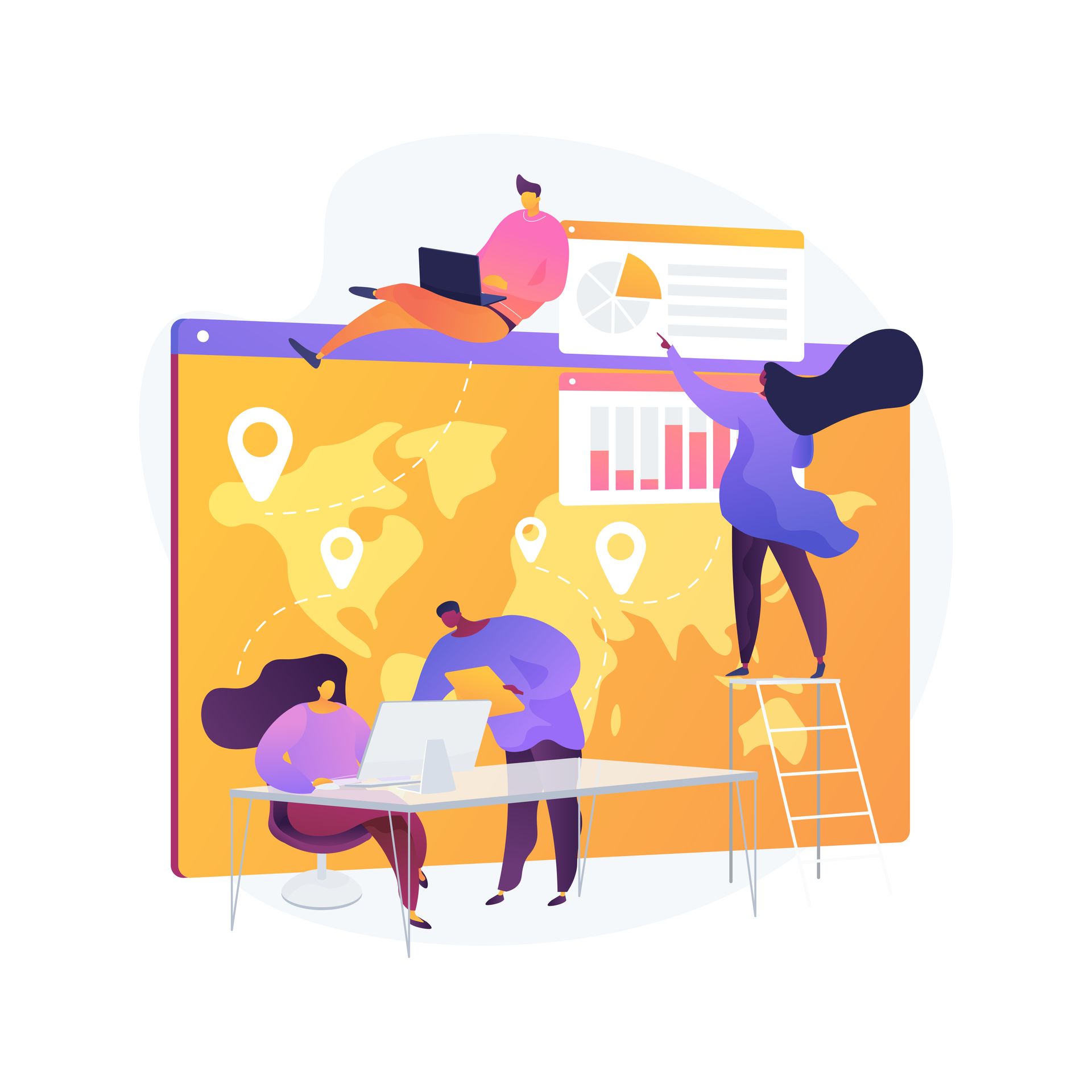 Eine Illustration welche die Verbindung von Seo zu Geo darstellt.